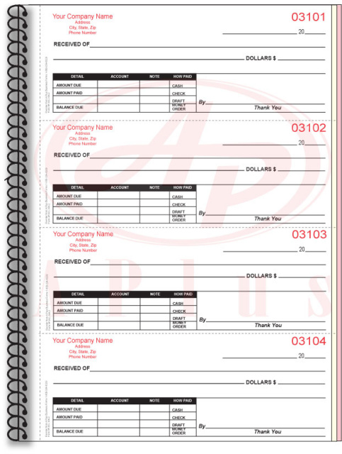 AP-NC-146-3 • 3 Part Imprinted Cash Receipt Book